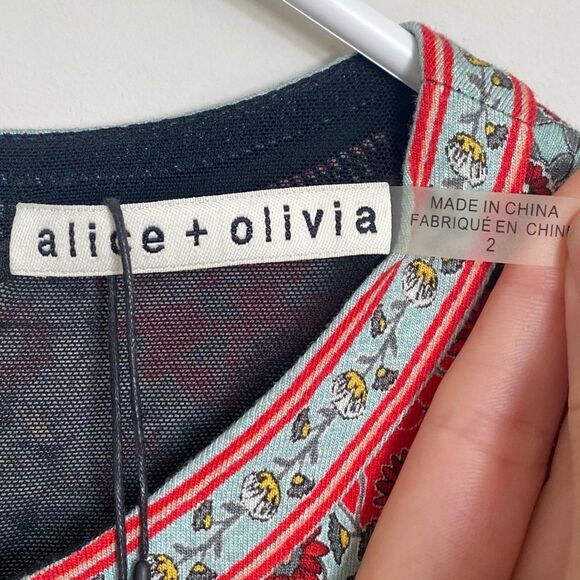 Alice + Olivia Delora Fitted Mock Neck Floral Midi Dress Palace Daffodil 2 NWT - Picture 10 of 13